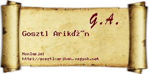 Gosztl Arikán névjegykártya